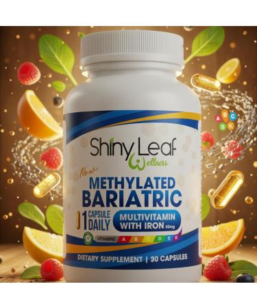 Shiny Leaf Methylated Bariatric Multivitamin with Iron 45mg Once Daily Capsule USA Made ASMBS Compliant Bariatric Vitamins for Gastric Bypass & Gastric Sleeve for Men & Women GMP 60 Caps 30 Count (Pack of 2) - Buy Online on GoSupps.com