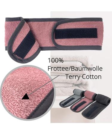 Homelevel Cosmetics Hair Band Set - 3x Frote Lake Headbands for Skincare | 100% Cotton One Size - Gray/Pink/Black - Buy Online on GoSupps.com