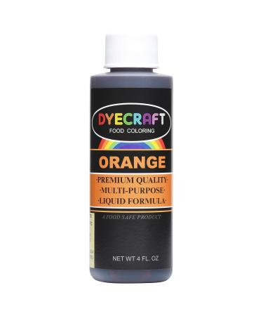 DyeCraft Orange Food Coloring (LARGE 4 oz Bottle) Odorless, Tasteless, Edible - Perfect for Baking, Cooking, Arts & Crafts, Decorations and More