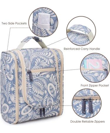 Women's Blue Leaf Travel Toiletry Wash Bag & Cosmetic Organizer (Medium Size) - Buy Online on GoSupps.com