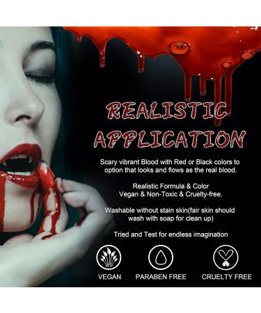 CCBeauty 2.1oz Fake Blood - Washable Splatter Makeup for Halloween Costume & Special Effects - Safe & Realistic Vampire Blood - 2 packs - Buy Online on GoSupps.com