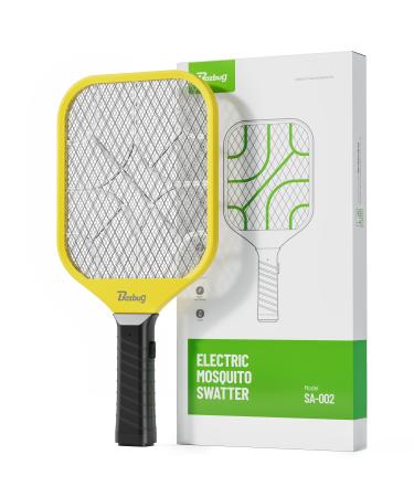 Buzbug Electric fly clapes hand mosquito clapes 3800V heavy bug zapper racket indoor outdoor instant fruit fly killer (AA battery not included) -Sa002 black & yellow