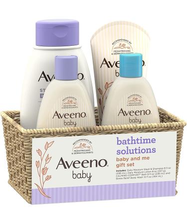Aveeno Baby Mommy & Me Daily Bathtime Gift Set - Baby Wash & Shampoo, Calming Bath, Moisturizing Lotion, Stress Relief Body Wash - 4 Items - Buy Online on GoSupps.com