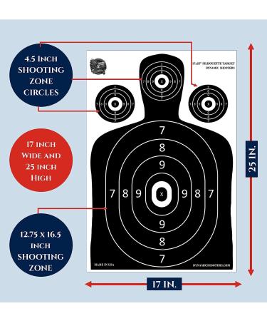 Dynamic Shooters 17X25-inch Paper Shooting Targets - Large Range Silhouette - 50 Sheets - Made in USA for Firearm Rifle Pistol BB Guns Airsoft Pellet Gun Practice - Buy Online on GoSupps.com