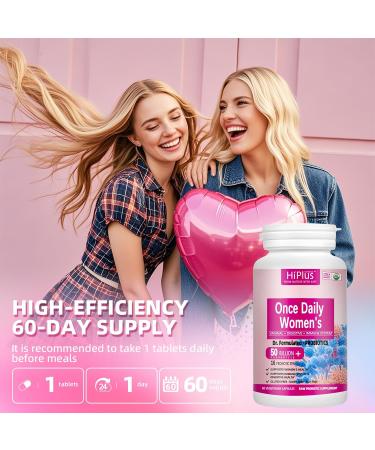 HiPlus Probiotics for Women Once Daily Doctor-Formulated Supplement with 50 Billion CFU, 16 Strains & Organic Prebiotics, Supports Gut, Vaginal & Immune Health, Dairy-Free, 60 Count - Buy Online on GoSupps.com