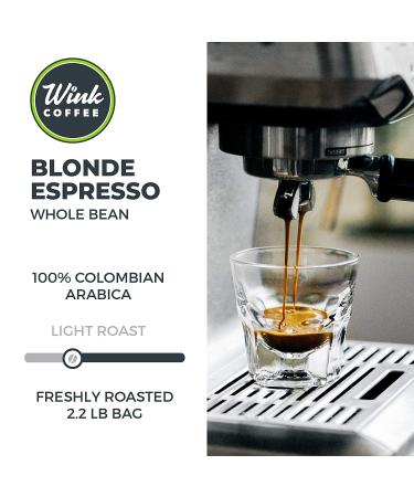Wink Coffee Blonde Espresso Whole Bean Coffee 2.2lb Bag - 100% Arabica Colombian Single Origin, Smooth & Complex, Sustainably Sourced - Buy Online on GoSupps.com