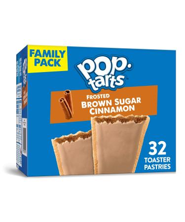 Kellogg's Pop-Tarts Frosted Brown Sugar Cinnamon - Toaster Pastries Breakfast for Kids, Family Pack (32 Count), 56.4 Ounce
