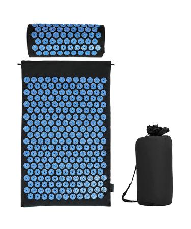 Acupressure set acupressure mat with pillows for soothing relaxation and massage to facilitate back pain head-neck pain stimulate energy points in the body and act stimulatingly black and blue - Buy Online on GoSupps.com
