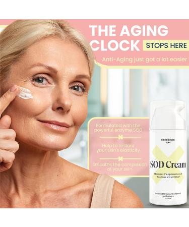 Superoxide Dismutase SOD Anti Aging Cream - Repair Fine Lines & Wrinkles, 3.4 oz Face Moisturizer for Firmer & Smoother Skin - Younger Looking Results - Buy Online on GoSupps.com