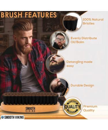 Natural Boar Bristle Beard Brush and Comb Set for Men - Facial Hair Care Gift - Mustache Grooming Tools - Buy Online on GoSupps.com