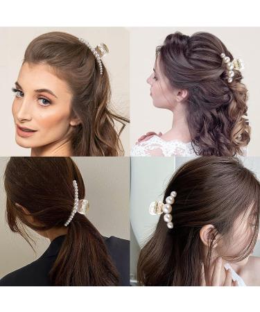5 Pcs Pearl Hair Clips | Styling Jaw Clips for Thick Hair | Strong Hold Hair Accessories for Women and Girls - Buy Online on GoSupps.com
