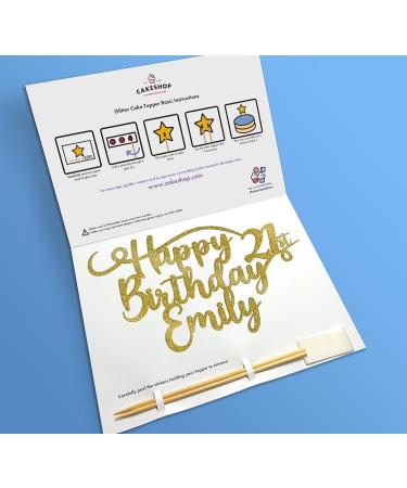 Cakeshop Cake Decoration Pack | Happy Birthday Premium Double Sided Glitter Card Cake Topper Sign & 25g Party Pack of Cake Sugar Sprinkles | Custom Name & Age Cake Decorations (Gold) Non-Prime Glitter Card: Gold - Buy Online on GoSupps.com
