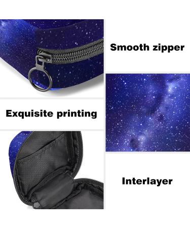 Blue Purple Starry Sky Sanitary Napkin Storage Bag for Women - Portable Period Kit with Zipper - Menstrual Cup Pouch for Girls and Ladies - Buy Online on GoSupps.com