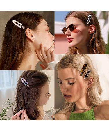 Magicsky 10PCS No Bend Hair Clips - Acrylic Resin Flat Clips for Styling, No Crease Curl Pins, Leopard White Black - Hairstyle Accessories for Women and Girls - Buy Online on GoSupps.com