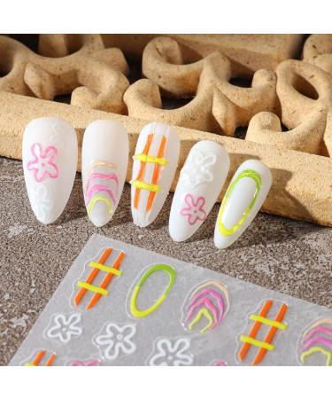 JMEOWIO 6 Sheets Daisy Flower Nail Art Stickers Decals Self-Adhesive Spring Summer Floral Nail Supplies Nail Art Design Decoration Accessories - Buy Online on GoSupps.com