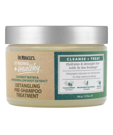 Dr. Miracle's Strong & Healthy Detangling Pre-Shampoo Treatment. Infused with Coconut Water  Marshmallow Root and Aloe Vera  Hydrates and Restores Moisture to Dry Damaged Hair 12 oz