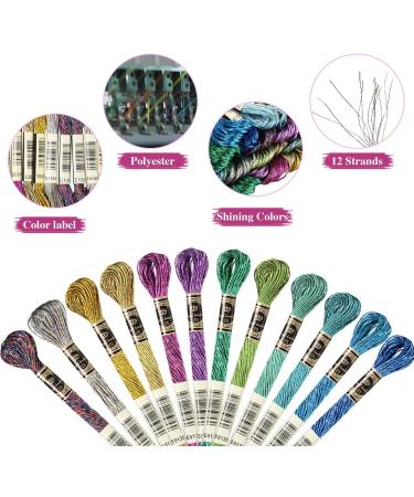 24-Piece Metallic Embroidery Thread Set for DIY Crafts - Glitter Cross Stitch Skeins for Friendship Bracelets & Embroidery Projects - Buy Online on GoSupps.com