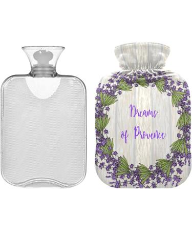 Naanle 2L Hot Water Bottle with Lavender Cover | Heat Therapy for Back Pain Relief Hand & Foot Warmer Cold Therapy - Transparent Design - Buy Online on GoSupps.com
