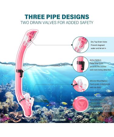 Aisrida Kids Snorkeling Set - Mask, Fin, Snorkel Gear, Flippers, Dry Tube - Pink - Buy Online on GoSupps.com