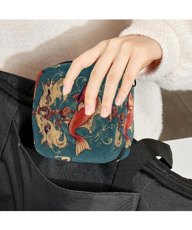 HomeDecorZone Portable Period Kit Bag - Feminine Product Pouch for Girls with Zipper Closure - Fish Multicoloured Design - Holds Pads and Tampons - Pack of 20 - Buy Online on GoSupps.com