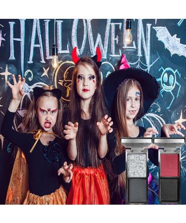 Yelewy Goth red black eyeshadow palette black white makeup palette smokey gothic makeup eye shadow highly pigmented eye shadow Halloween clown SFX eye 4 colors - Buy Online on GoSupps.com