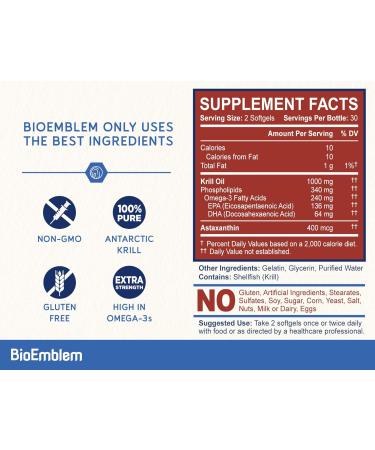 BioEmblem Antarctic Krill Oil Supplement Turmeric Curcumin with Clinically Studied TurmiPure - Joint Support Healthy Inflammation Turmeric Supplements - Buy Online on GoSupps.com