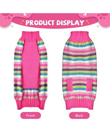 Skxeo Christmas Dog Sweater Costume - Warm Knitted Winter Outfit for Puppies & Cats - XL Pink Striped Pet Clothing for New Year - Buy Online on GoSupps.com