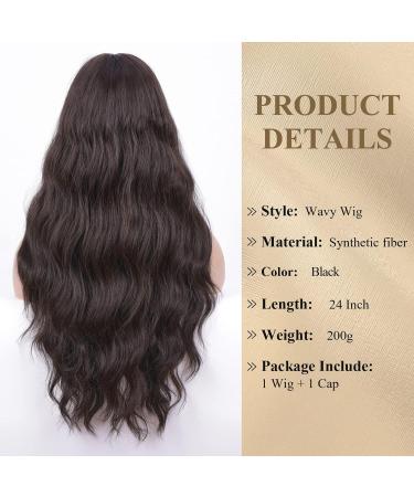 HAIRCUBE Black Long Curly Wig with Bangs - Heat Resistant Synthetic Wigs for Women, Perfect for Daily & Party Use - Buy Online on GoSupps.com