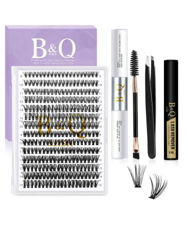 Lash Extension Set B & Q 280 PCs eyelash Extensions Set 0.07c 9-15Mix 30D+40D Wicken extension set eyeliner set lash glue remover and applicator for eyelashes set beginners (SET-30D+40D-0.07c mix) 9-15 MIX 280PCS set30d+40d-C-07