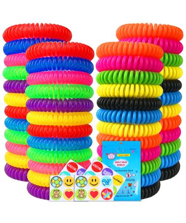 Mosquito Repellent Bracelets 48 Pack Individually Wrapped Mosquito Repellent Bands for Kids and Adults with 24 Pcs Mosquito Repellent Stickers for Indoor and Outdoor Protection
