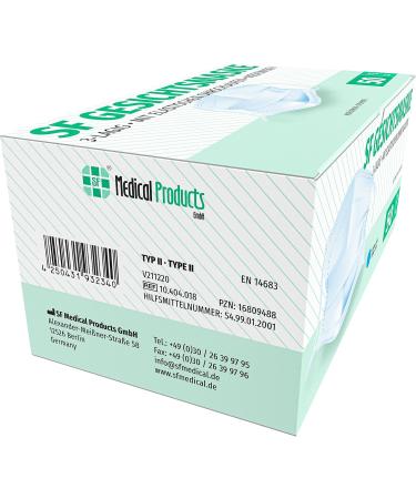 Buy SF Mundschafts 50-Pack Medical Surgical Masks - EN 14683 Certified 3-Layer Disposable Face Masks for Mouth & Nose Protection - Buy Online on GoSupps.com