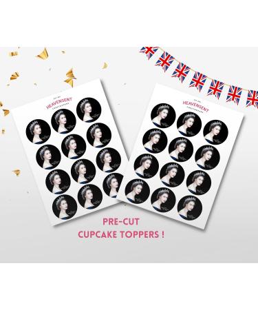 Royal Queen Elizabeth RIP 2022 Royalty Tribute Edible Premium Thick Wafer Card Standing Cupcake Toppers Birthday Party Cake Decorations (12x 2 Cupcake Toppers (Pre-cut) Oval) - Buy Online on GoSupps.com