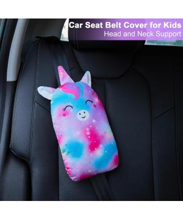 Basumee Unicorn Seat Belt Covers for Kids - Pink Seat Belt Pads & Head Support for Child Car Safety - Buy Online on GoSupps.com