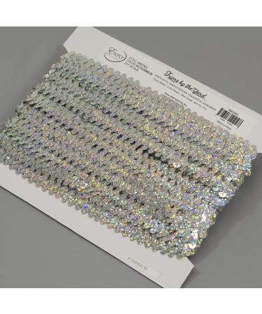 1 Row 3/8 Starlight Hologram Stretch Sequin Trim - Silver - Sold by the Yard - Buy Online on GoSupps.com