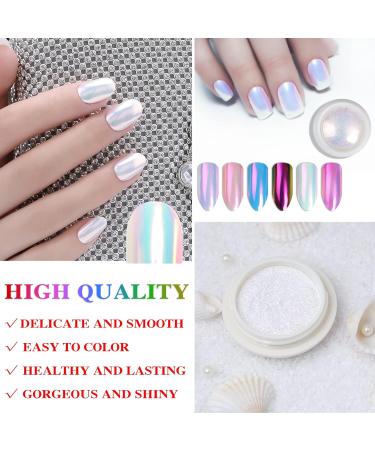 Neon Iridescent Chrome Nail Powder Set - Metallic Nail Pigment for Gel Nails | Magic Rainbow & White Pearl Glitter Decor (2 Pcs - Buy Online on GoSupps.com