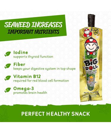 Tao Kae Noi Crispy Seaweed Snack Roll | Spicy Tempura Grilled Squid Nori Sheets | Healthy Nori Chips for Kids and Adults | 6 Pack 3g Bags | Spicy Grilled Squid Flavour - Buy Online on GoSupps.com