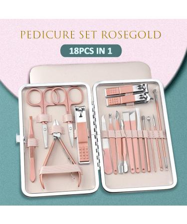 Sadodo Professional 18PCS Manicure Set Nail Clippers Grooming Kit - Rose Gold - Buy Online on GoSupps.com
