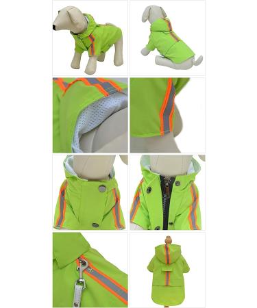 Lovelonglong Fashion Hooded Pet Dog Raincoat - Lightweight Zipper Closure Rain Poncho with Reflective Strip - Green XXXXL (100lbs) - Buy Online on GoSupps.com