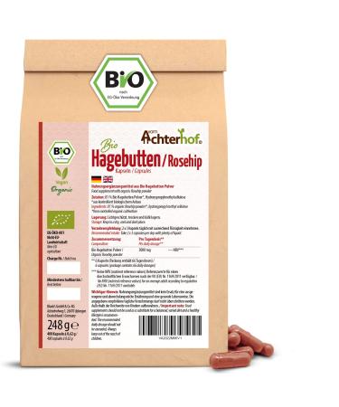 Rosebead capsules organic refill pack 400 pieces |Fine rosehip powder in capsule form |Organic quality |Over 66 daily doses |Vegan capsule shell |from the Achterhof 400 pieces (1 Pack) - Buy Online on GoSupps.com