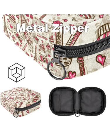 Retro Paris Eiffel Tower Menstrual Bag - Portable Sanitary Napkin & Cup Storage for Teens & Women - Buy Online on GoSupps.com