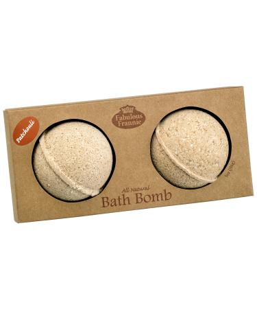 Fabulous Frannie Patchouli Natural Handmade Bath Bomb Set Rich in Essential Oil Mineral Salt Coconut Oil Witch Hazel Fizzies to Moisturize Skin 2 pk 2.5oz each