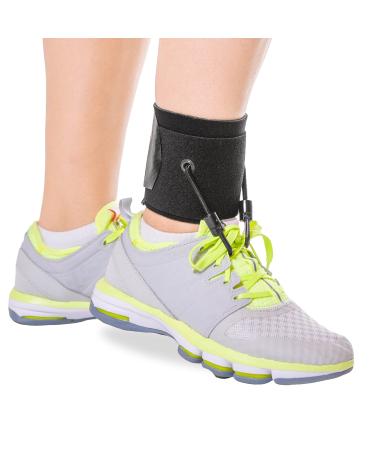 BraceAbility AFO Foot Drop Brace - Adjustable Soft Ankle Foot Orthosis Drop Foot Brace for Men and Women Walking with Shoes Toe Lifter Support Dorsiflexion Assist Brace Fits Left or Right (S/M)