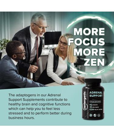 ZENERGETIC Adrenal Support Supplements Cortisol Manager Calm Support Mood & Energy Support with Ashwagandha L-Tyrosine Rhodiola Rosea & Holy Basil 60 Pills Non GMO - Buy Online on GoSupps.com