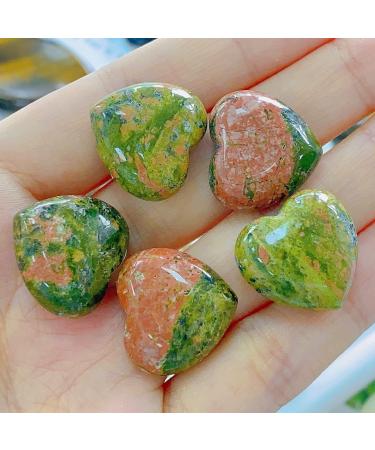 XIANNVXI 10 PC Unakite Heart Stones - Polished Natural Healing Crystals & Gemstones Set | Pink Green Thulite for Luck - Buy Online on GoSupps.com