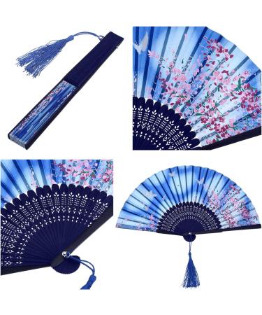 Foldable Bamboo Hand with Tassel | Elegant Wall Decor for Women - 4 Piece Set in White Cherry Pink Cherry Blue Cherry & Purple Cherry - Perfect Gift! - Buy Online on GoSupps.com