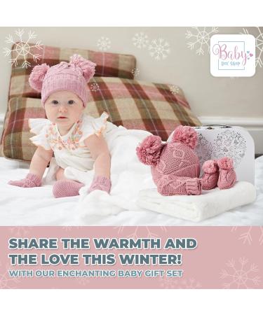 Baby Girl Winter Gift Set - Fleece Blanket, Hat, Booties, Gloves | Newborn & Baby Shower Winter Clothes | Warm Baby Gifts in Standard Rose - Buy Online on GoSupps.com