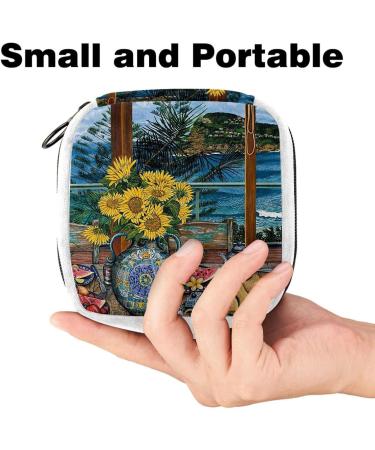 Vintage Sunflower Beach Color Sanitary Napkin Storage Bag - GIAPB Period Tampon Makeup Pad Pouch 3719 - Buy Online on GoSupps.com