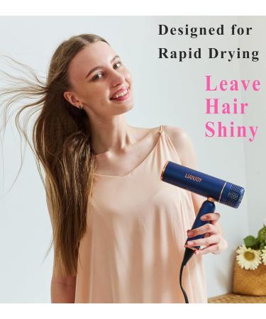 Buy Foldable Fast Drying Hair Dryer - 1600W Negative Ionic Blow Dryer for Travel - Mini Portable Design with Attachments in Blue - Buy Online on GoSupps.com
