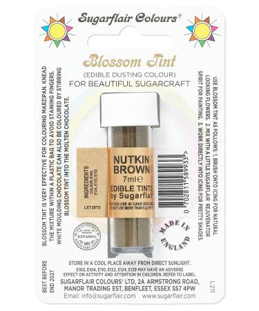 Sugarflair Nutkin Brown Blossom Tint Food Colouring and Dusting Powder Matt Finish Brush On or Mix with Rejuvenator Spirit to Create a One of A Kind Cake - 7ml