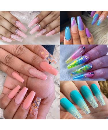 AddFavor 200pcs Long Ballerina Coffin Press On Nails with Chunky Glitter and Sticker Decals - Acrylic Fake Nails for Women and Teen Girls - Buy Online on GoSupps.com